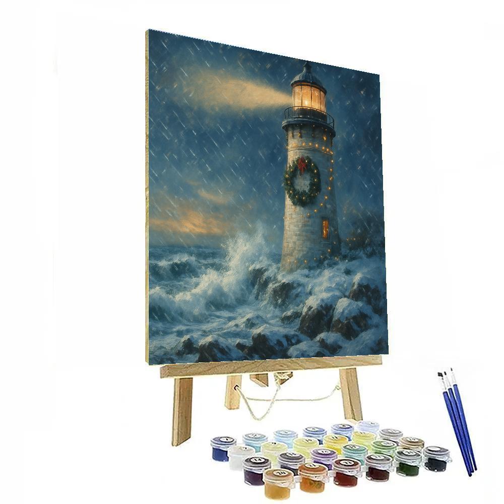 Winter Lighthouse With Wreath Beacon Number painting
