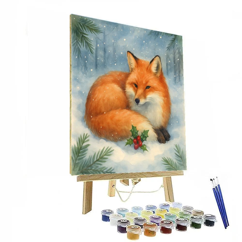 Holly Berry Fox In Snow Drift painting number kit