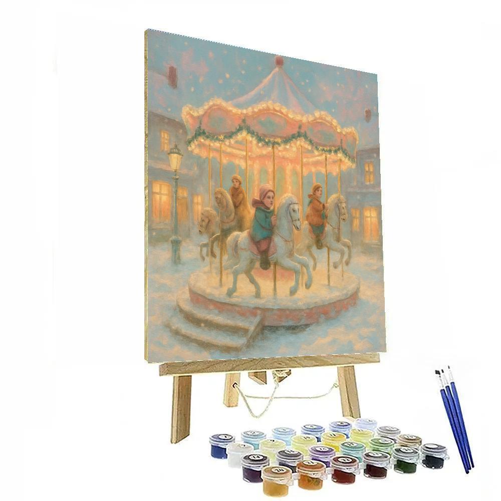 Frosted Carousel In Winter Square Painting by numbers kit