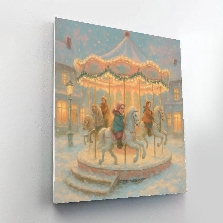 Frosted Carousel In Winter Square Painting by numbers kit
