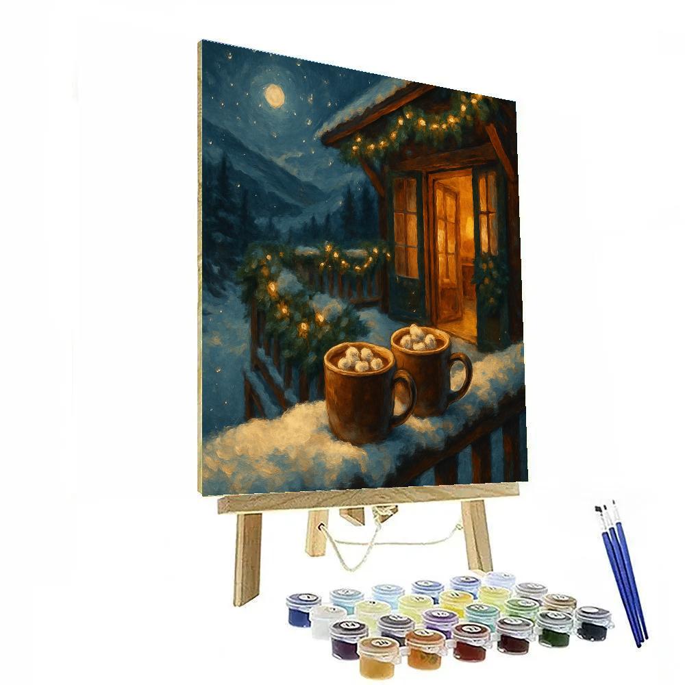 Ski Lodge Garland Balcony Evening DIY paint by numbers