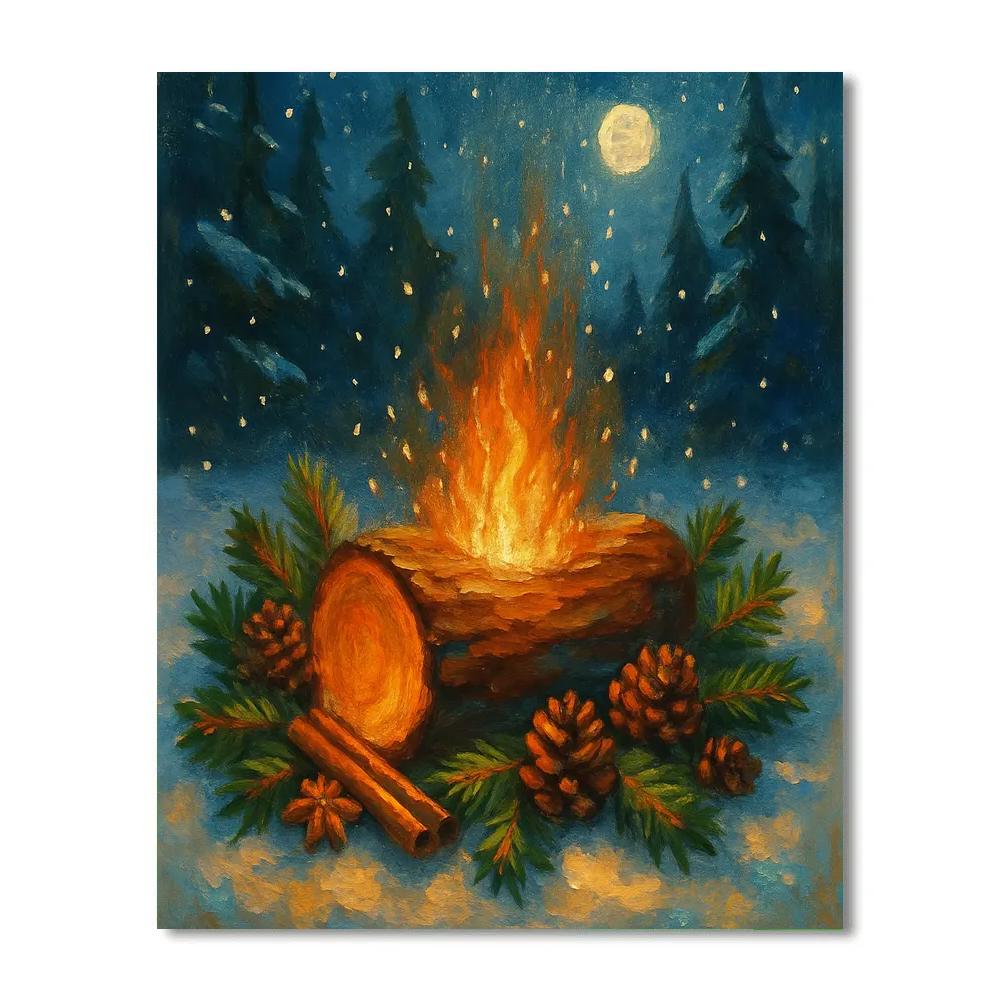 Gentle Yule Log Forest Clearing DIY paint by numbers