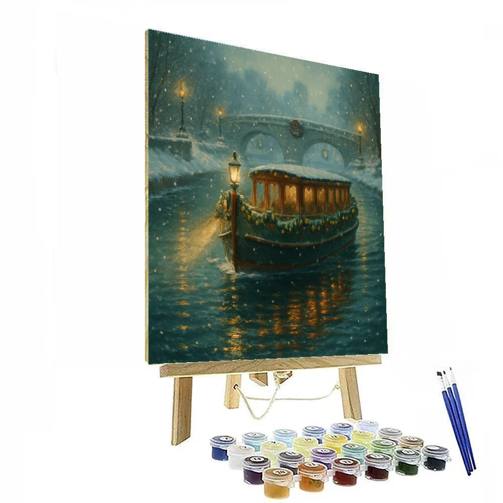 Winter Riverboat With Garland Rails paint by numbers