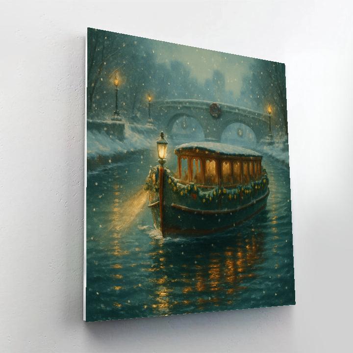 Winter Riverboat With Garland Rails paint by numbers