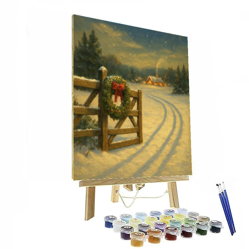 Sleigh Tracks Through Snowy Meadow Gate Paint by numbers kits