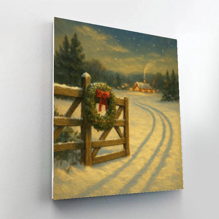 Sleigh Tracks Through Snowy Meadow Gate Paint by numbers kits