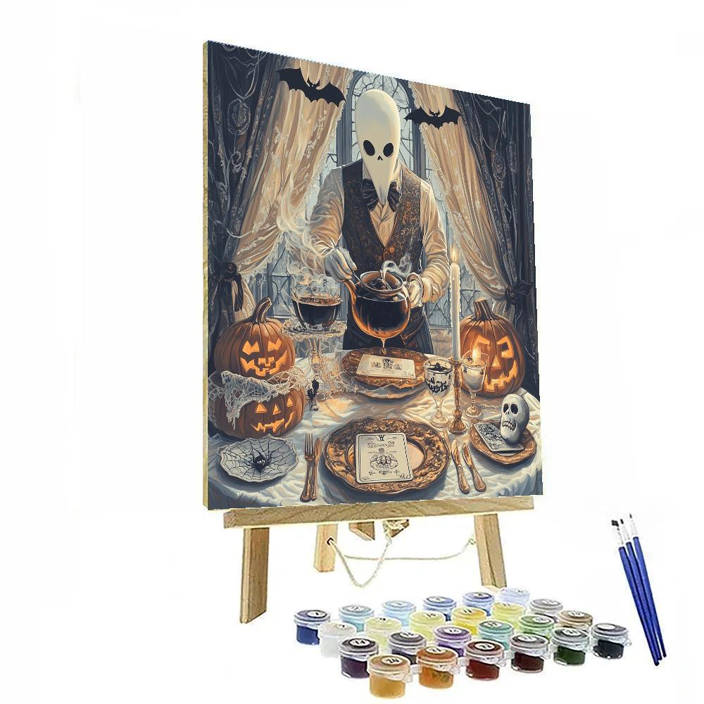 Midnight Tea Service With Spooky Etiquette paint by number