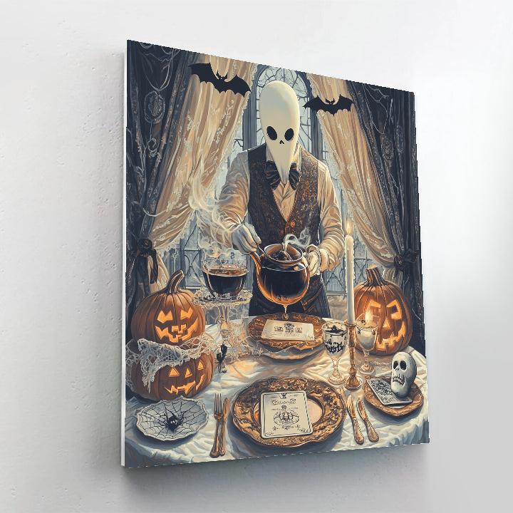 Midnight Tea Service With Spooky Etiquette paint by number
