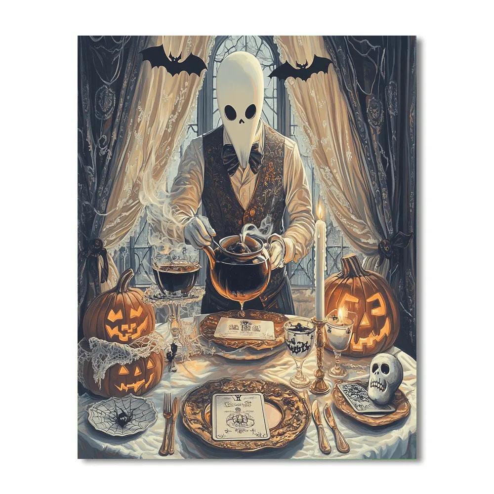 Midnight Tea Service With Spooky Etiquette paint by number