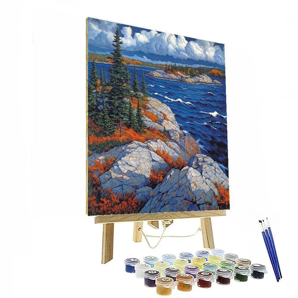 Arthur Lismer Inspired Sgraffito Gale Over Granite Narrows Paint by numbers kits