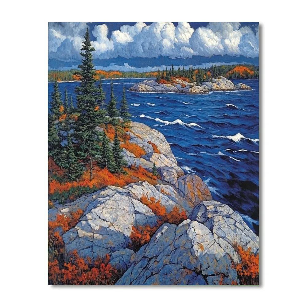 Arthur Lismer Inspired Sgraffito Gale Over Granite Narrows Paint by numbers kits