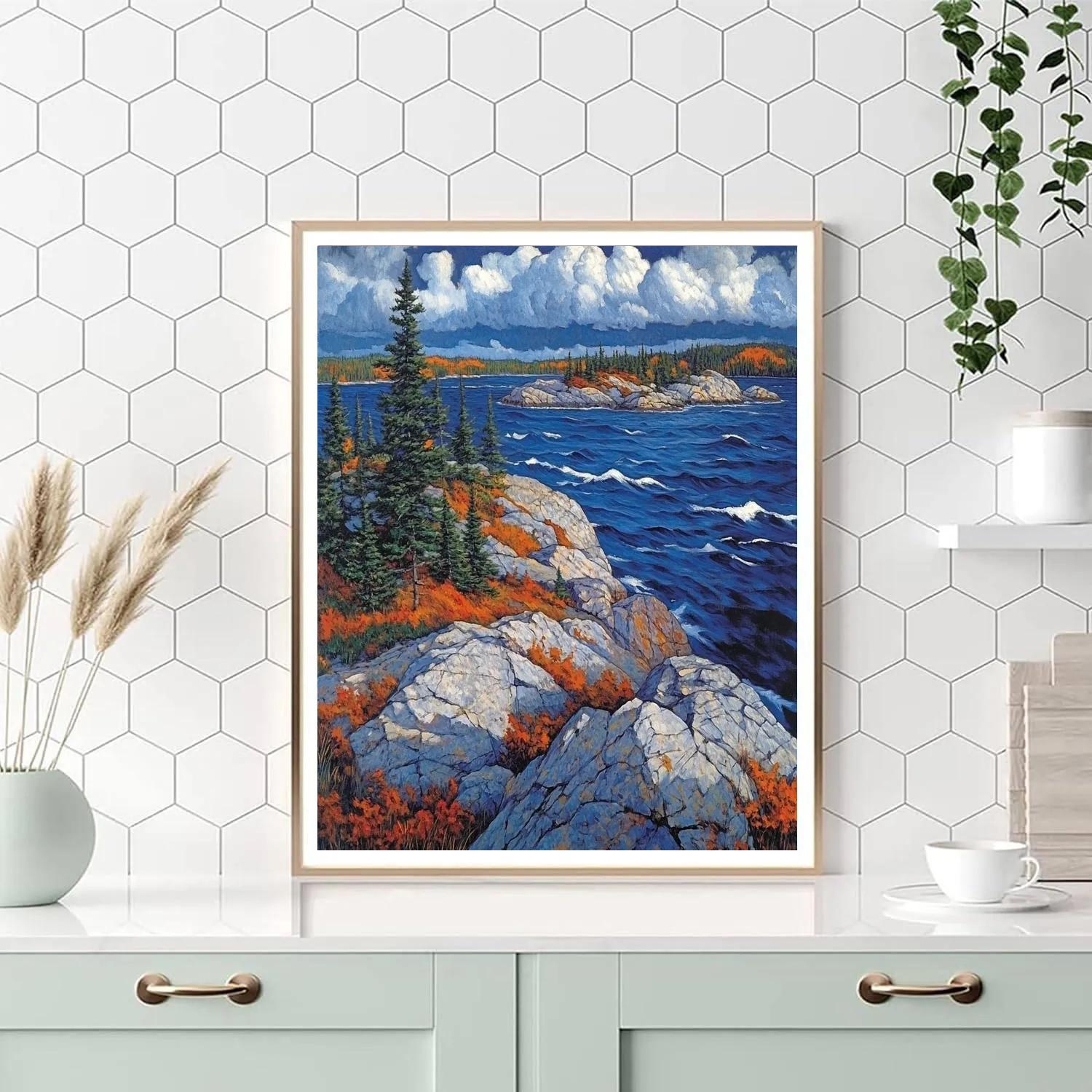 Arthur Lismer Inspired Sgraffito Gale Over Granite Narrows Paint by numbers kits