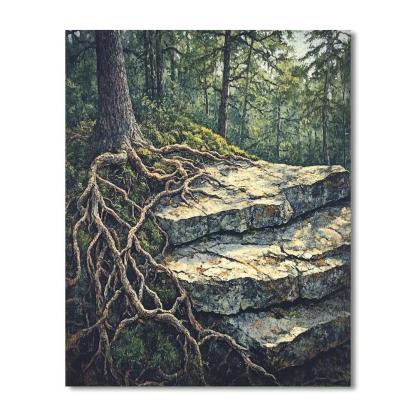 Arthur Lismer Inspired Tangled Rootstorm Under Boreal Pines Number painting