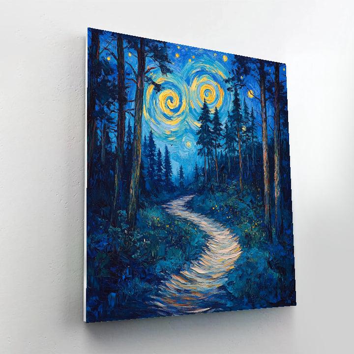 Van Gogh Inspired Starry Forest Path paint by numbers