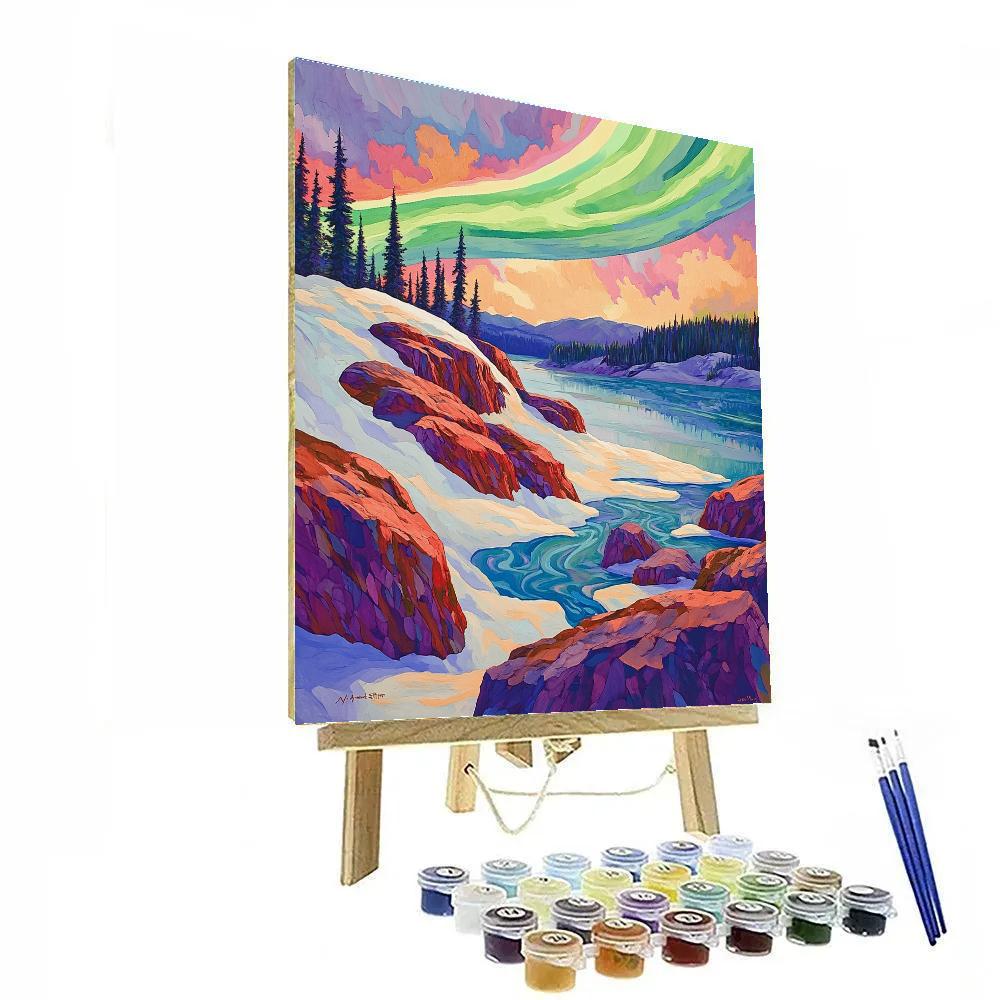 A.Y. Jackson Inspired Aurora Over The Canadian Shield Thaw paint by numbers