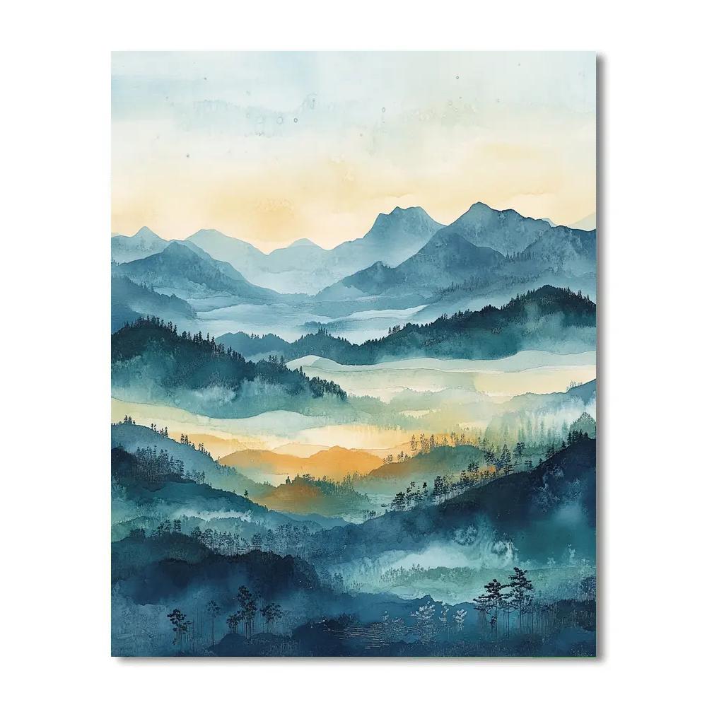 Hiroshige Inspired Equinox Mist Gradients paint by number