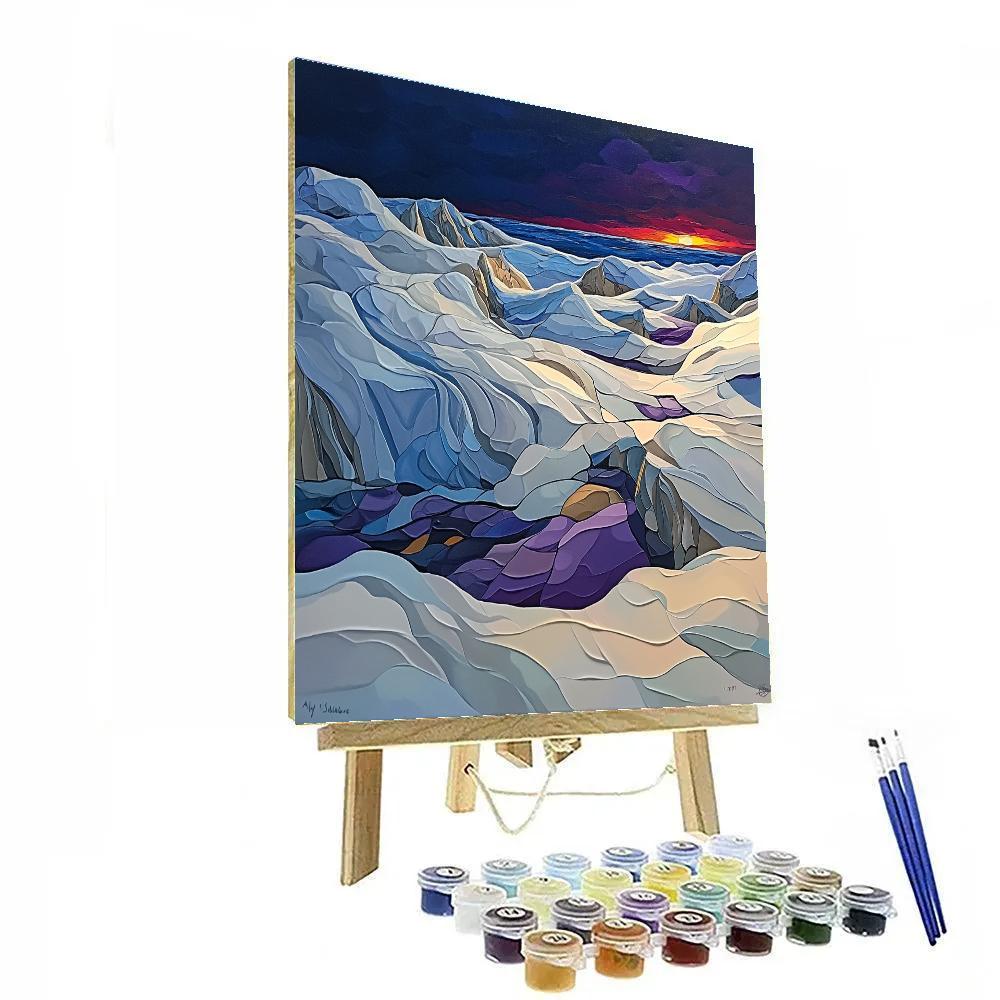 A.Y. Jackson Inspired Polar Night Color Snow And Wind Carved Ice Fields Painting by numbers kit