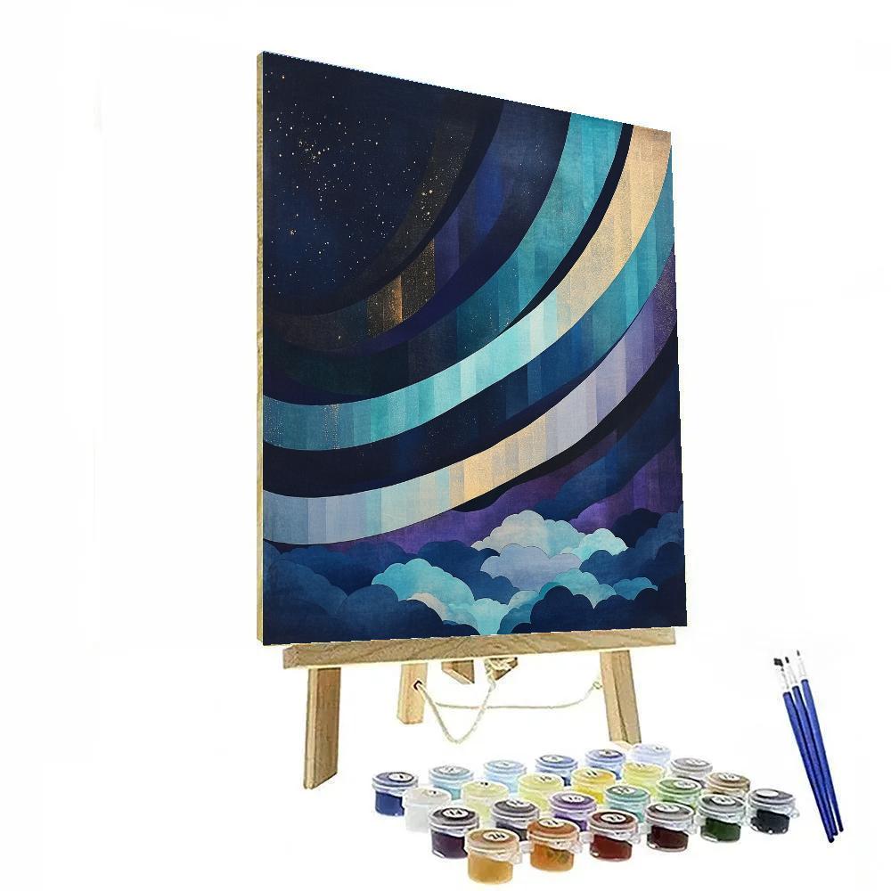 Hiroshige Inspired Aurora Silence Over Empty Sky paint by numbers