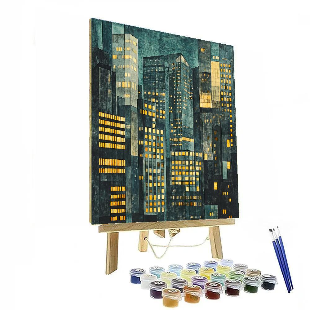 Picasso Inspired Cubist Citylights Painting by numbers kit