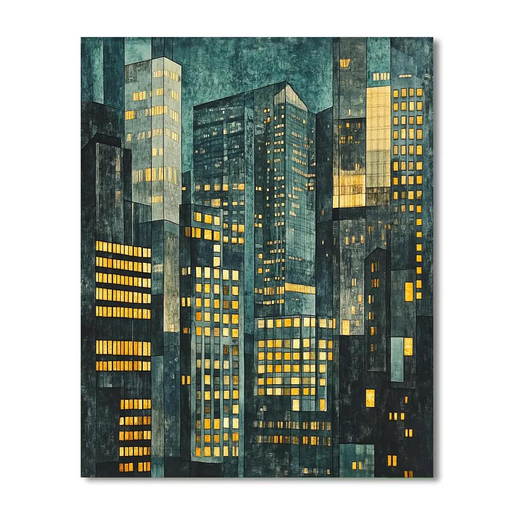 Picasso Inspired Cubist Citylights Painting by numbers kit