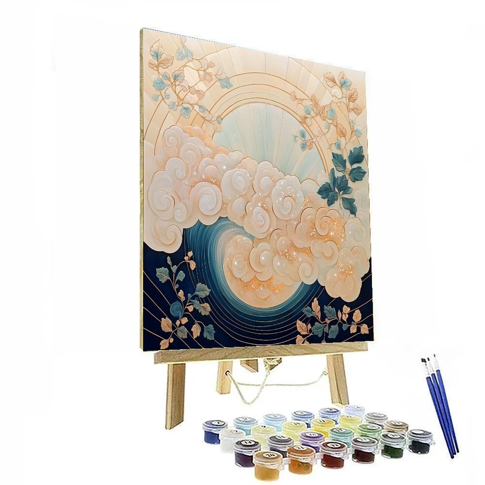 Alphonse Mucha Inspired Nebula Garden Of Resonant Waves painting number kit
