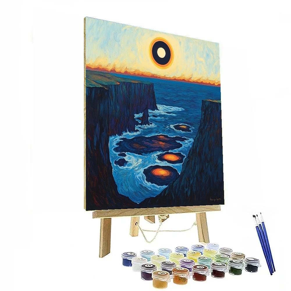 Edvard Munch Inspired Eclipse Tide On A Volcanic Coast painting number kit