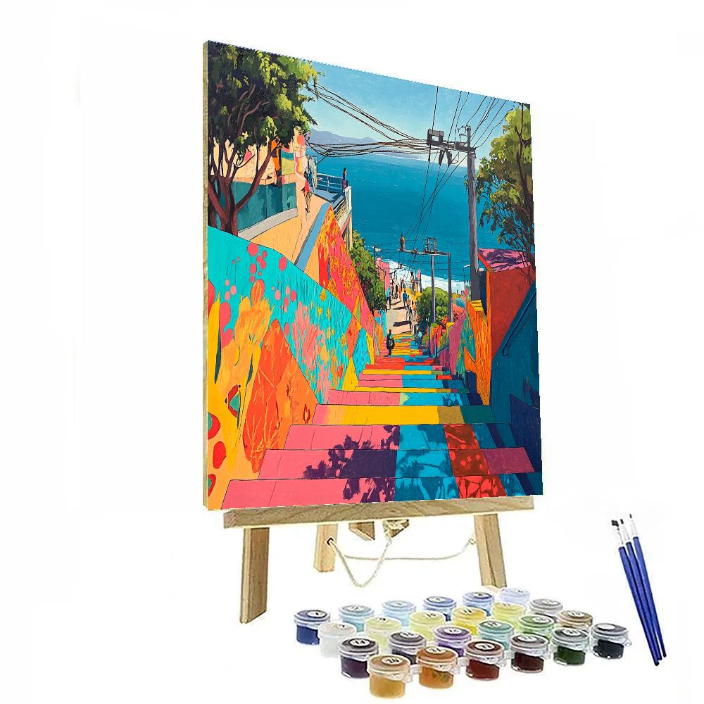 Valparaiso Cerro Alegre Street Art Hills In Valparaiso Chile paint by numbers