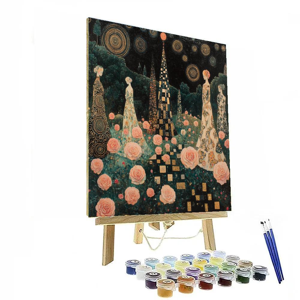 Gustav Klimt Inspired Golden Rose Garden Painting by numbers kit
