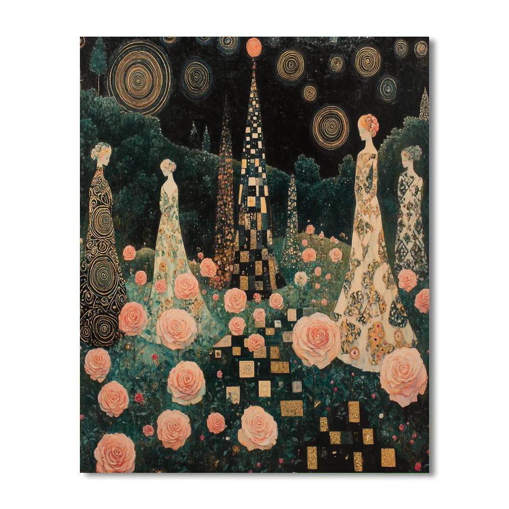 Gustav Klimt Inspired Golden Rose Garden Painting by numbers kit