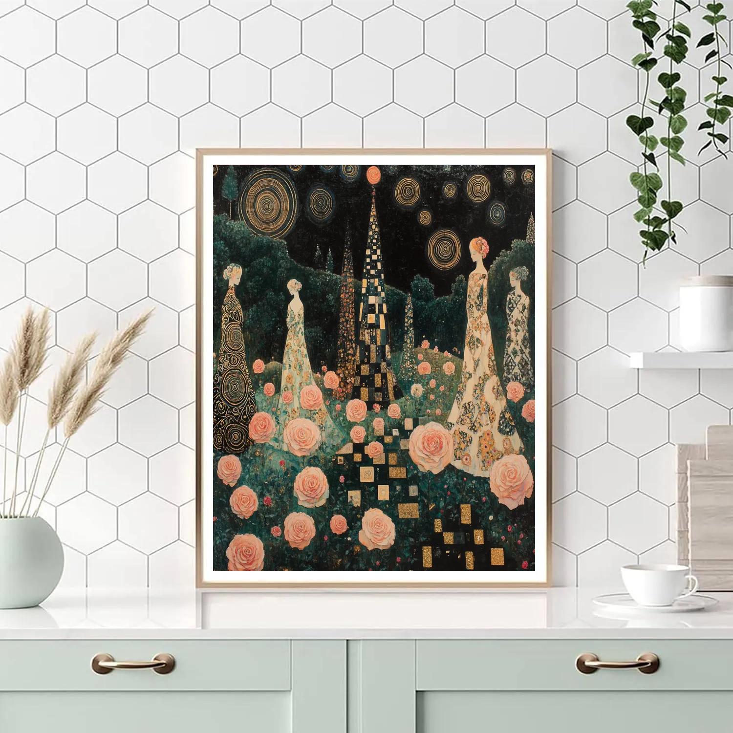 Gustav Klimt Inspired Golden Rose Garden Painting by numbers kit