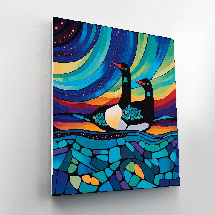 Norval Morrisseau Inspired Aurora Loons Of The Spirit Lake paint by numbers