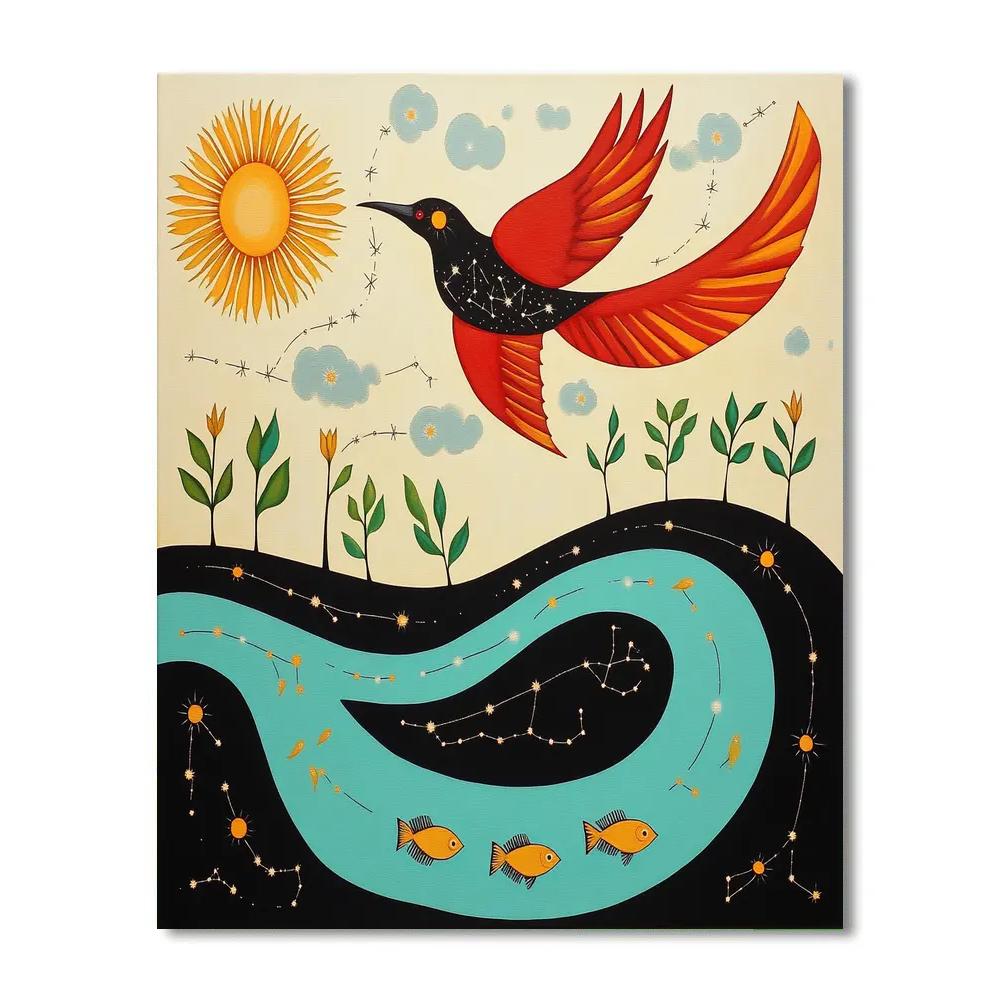 Norval Morrisseau Inspired Thunderbird And River Constellations Numbered painting kits