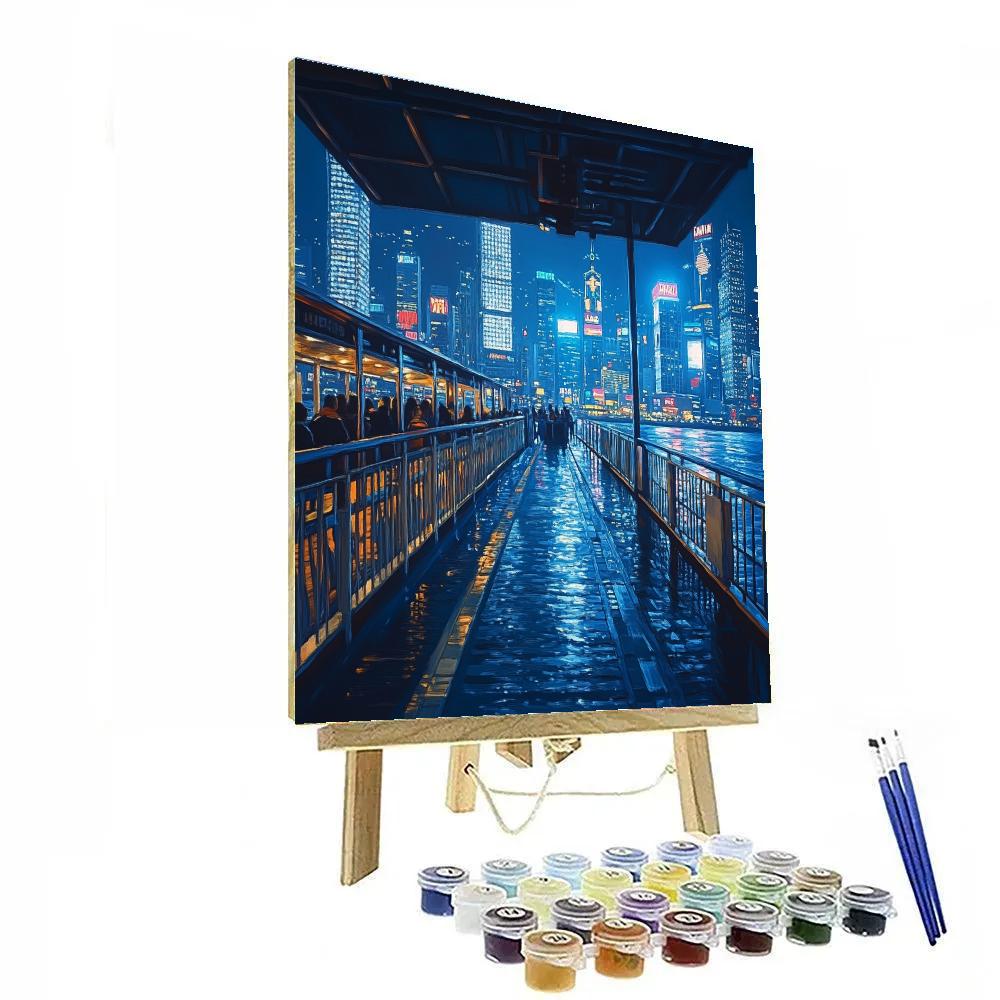 Victoria Harbour Night Ferry In Hong Kong China paint by color