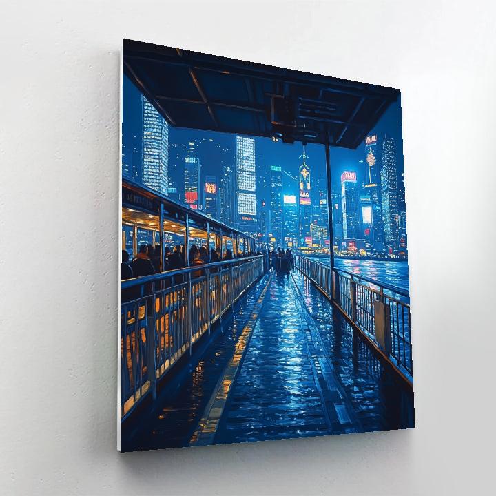 Victoria Harbour Night Ferry In Hong Kong China paint by color