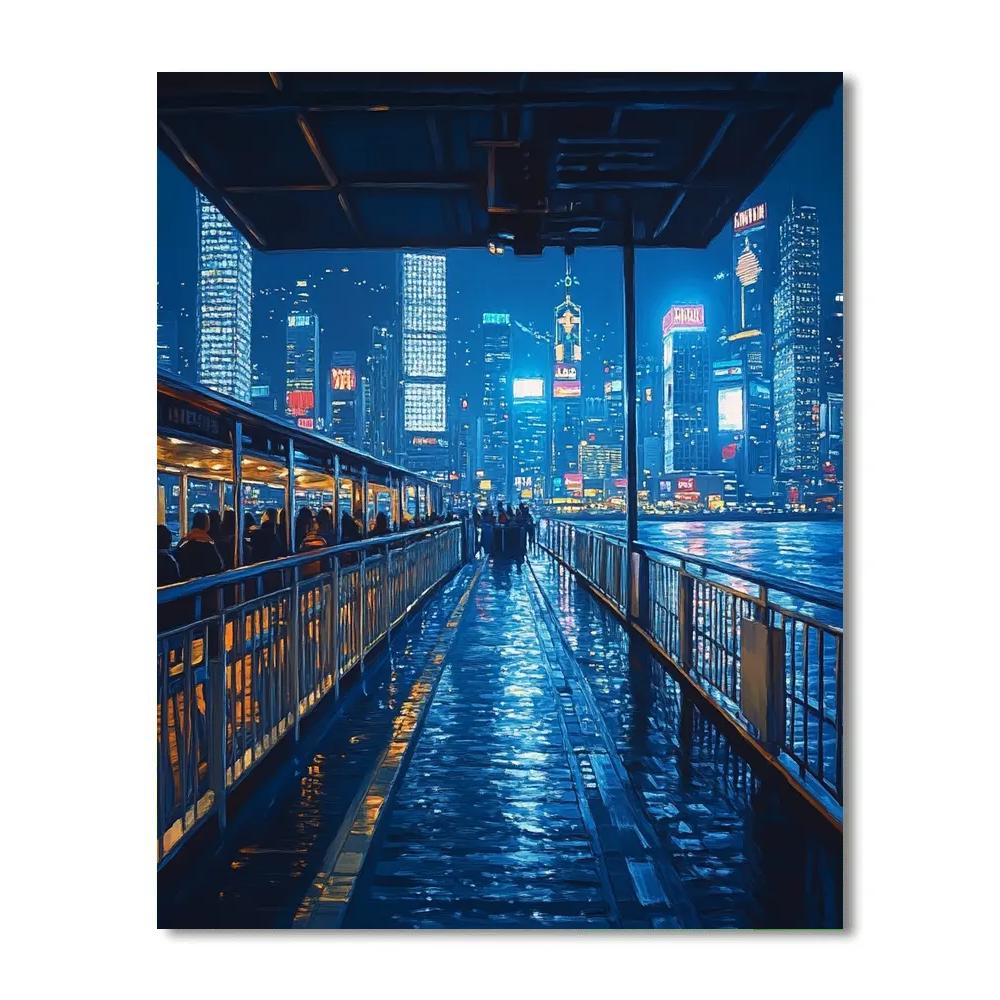 Victoria Harbour Night Ferry In Hong Kong China paint by color