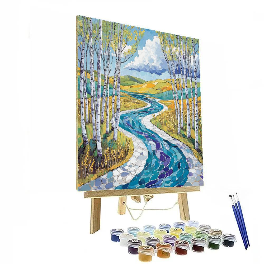 J. E. H. MacDonald Inspired Spring Thaw River Through Algoma Birch Groves Number painting