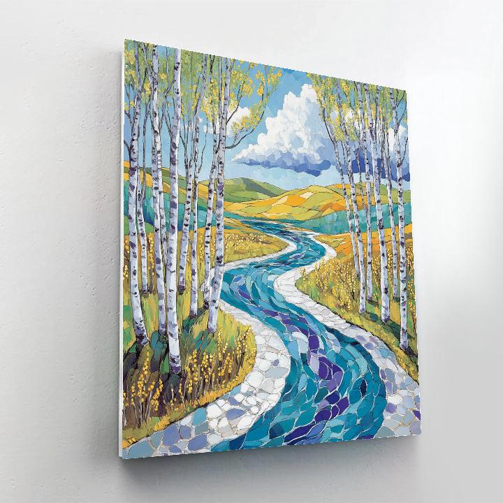 J. E. H. MacDonald Inspired Spring Thaw River Through Algoma Birch Groves Number painting