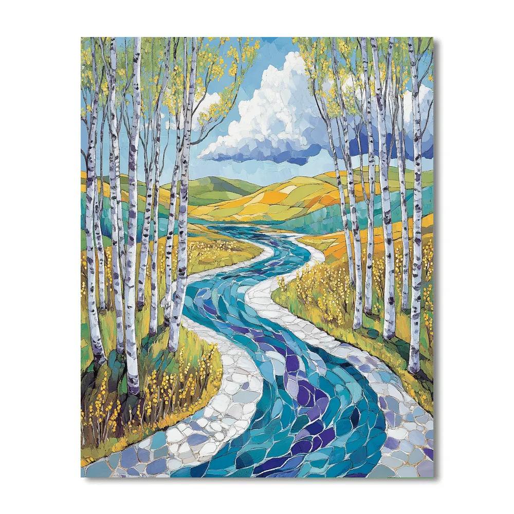 J. E. H. MacDonald Inspired Spring Thaw River Through Algoma Birch Groves Number painting