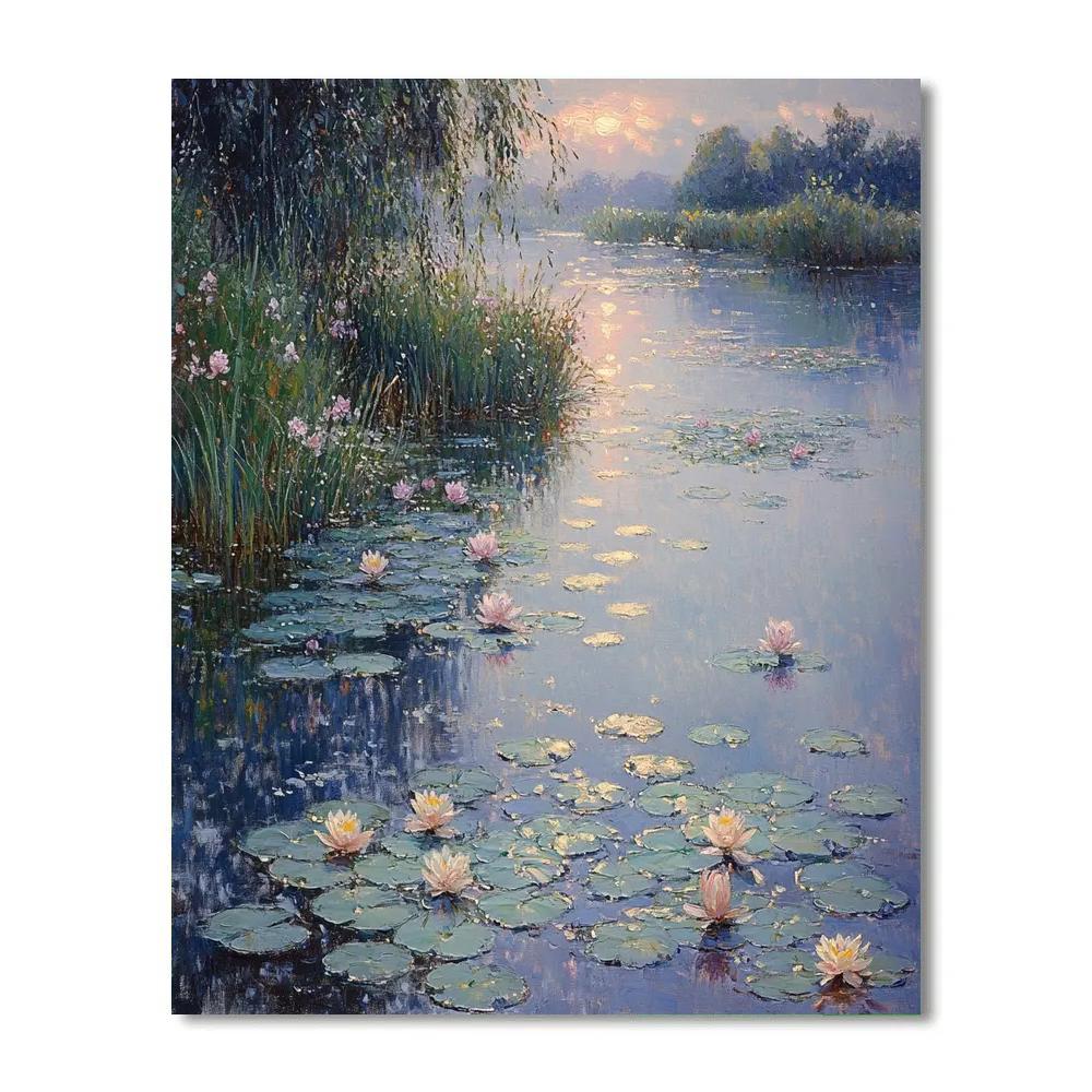 Claude Monet Inspired Waterlilies Under Pearl Gray Dawn Paint by numbers kits