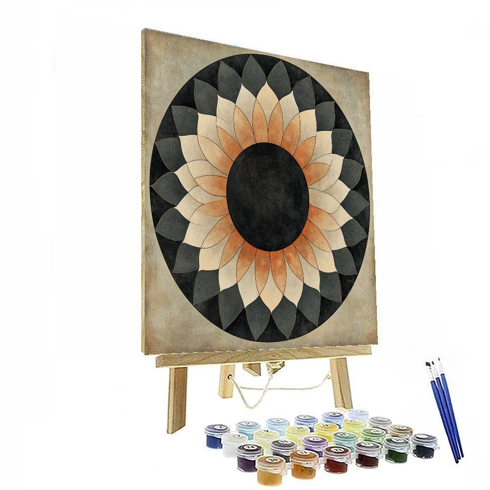 Nandalal Bose Inspired Eclipse Mandala Of Quiet Seasons paint by color