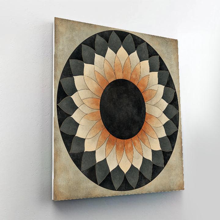 Nandalal Bose Inspired Eclipse Mandala Of Quiet Seasons paint by color