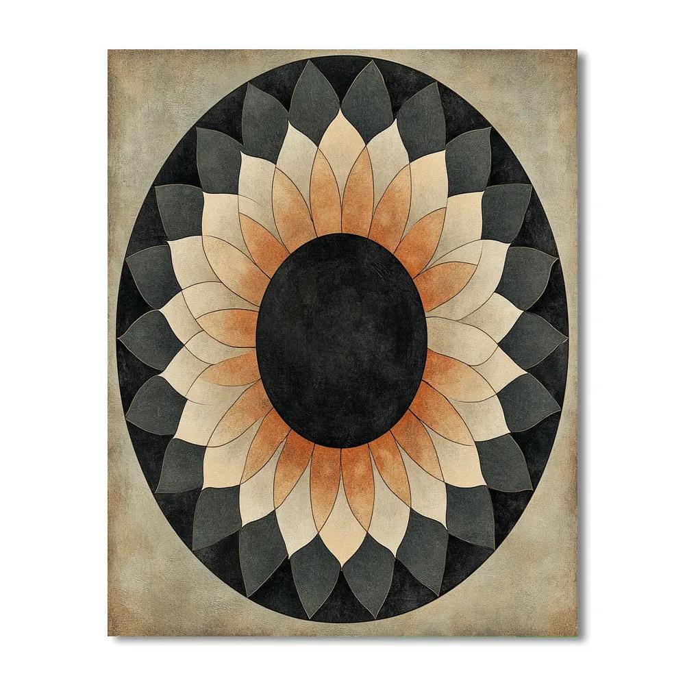 Nandalal Bose Inspired Eclipse Mandala Of Quiet Seasons paint by color