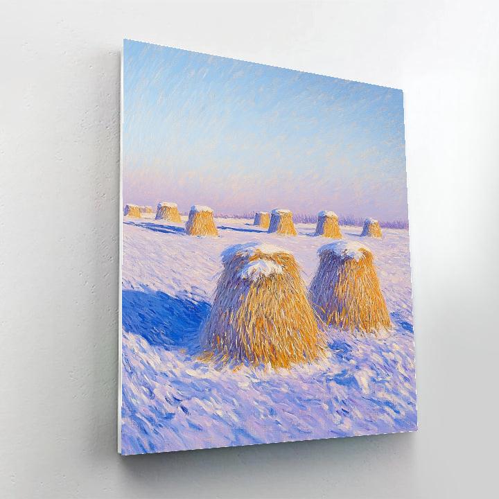 Claude Monet Inspired Haystacks In Violet Snowlight Paint by numbers art