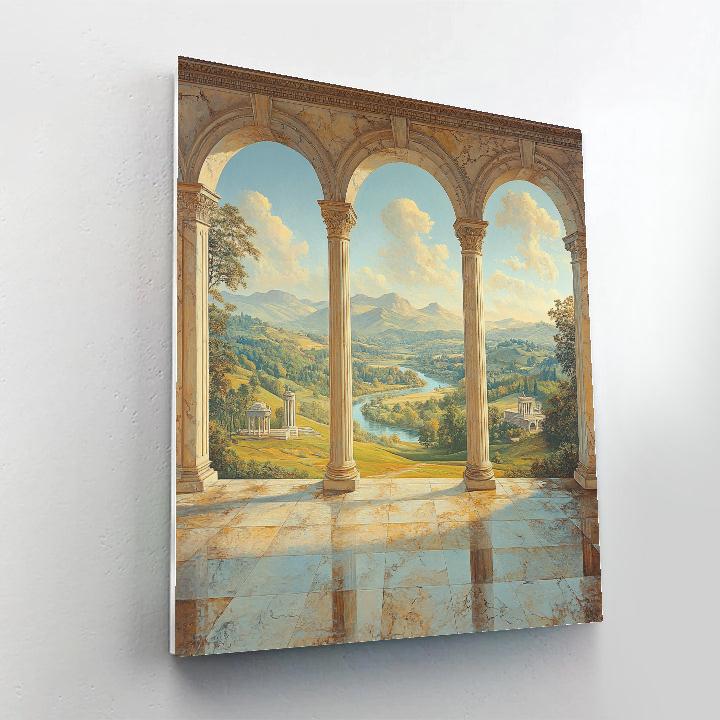Raphael Inspired Marble Loggia Overlooking Verdant Valley Painting by numbers kit
