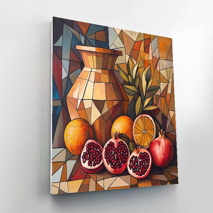 Pablo Picasso Inspired Cubist Orchard Still Life With Pomegranate And Clay Amphora Numbered painting kits