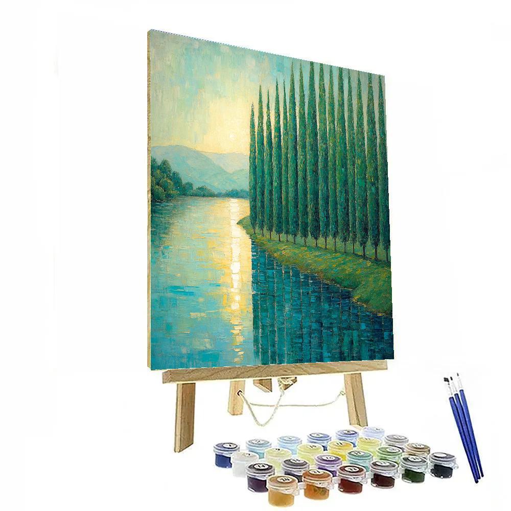 Claude Monet Inspired Poplar Riverbank In Windy Light paint by number