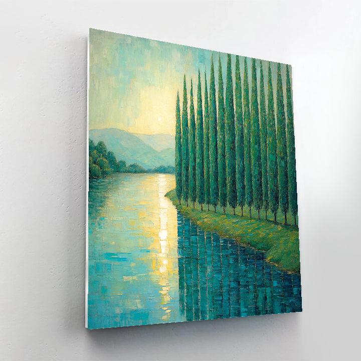 Claude Monet Inspired Poplar Riverbank In Windy Light paint by number