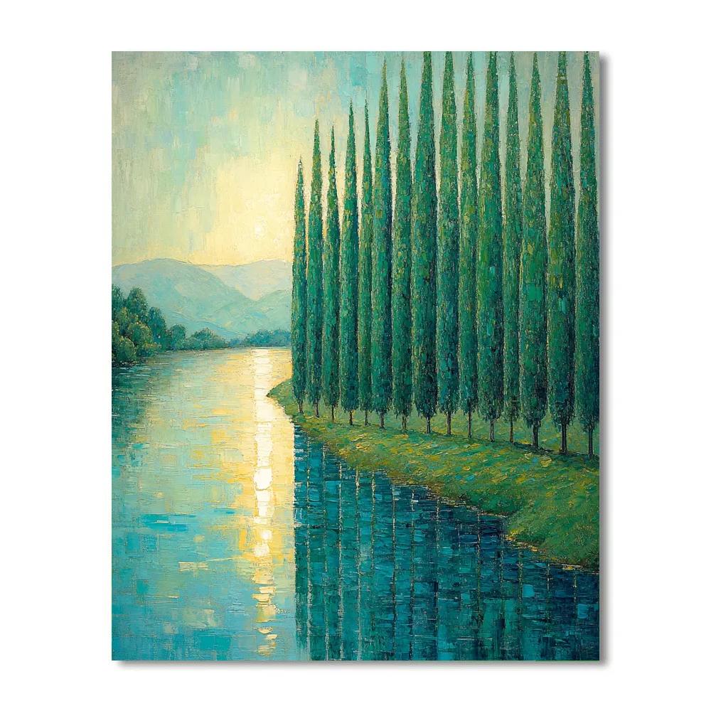 Claude Monet Inspired Poplar Riverbank In Windy Light paint by number