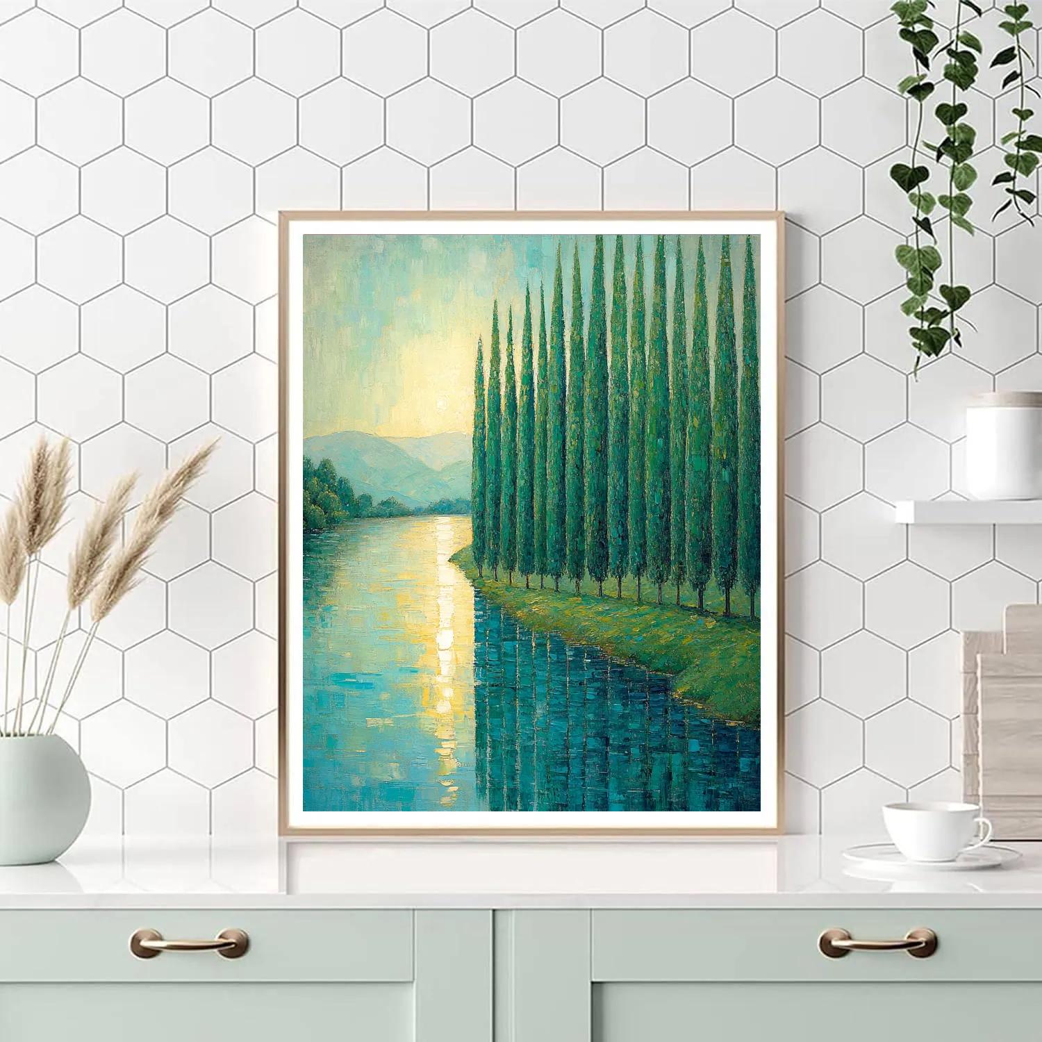 Claude Monet Inspired Poplar Riverbank In Windy Light paint by number
