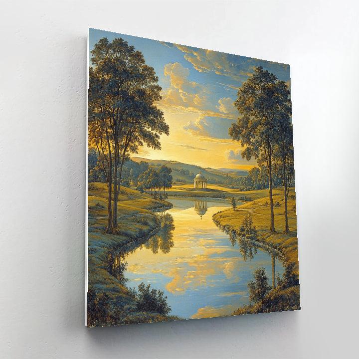 Raphael Inspired Twin Rivers Converging Beneath Aureate Sky Paint by numbers kits